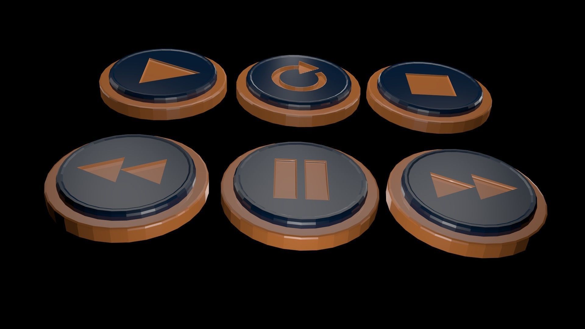 Low poly player buttons 8 Free low-poly 3D model_5