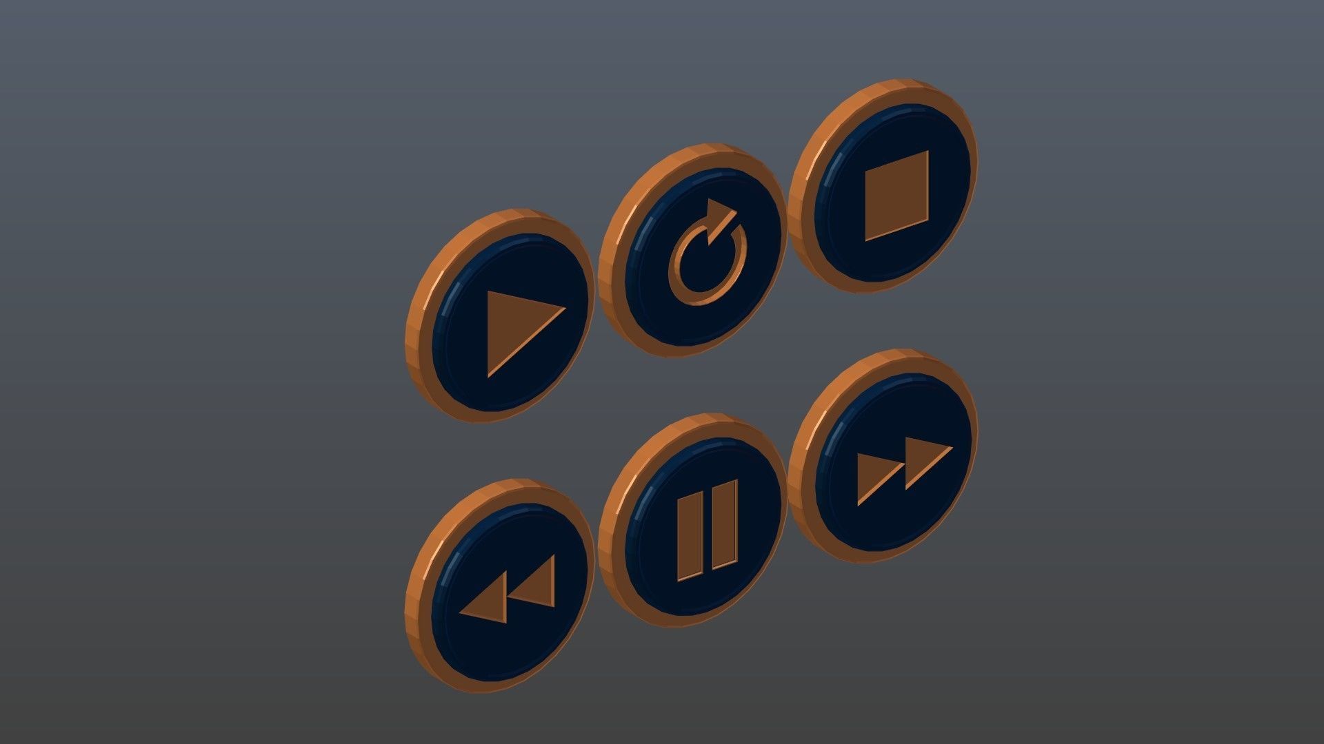 Low poly player buttons 8 Free low-poly 3D model_9