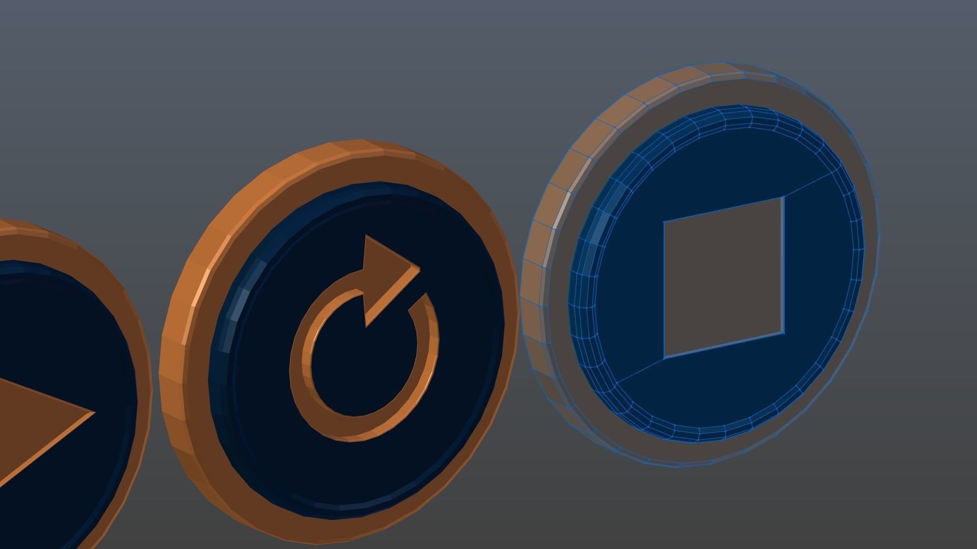 Low poly player buttons 8 Free low-poly 3D model_12