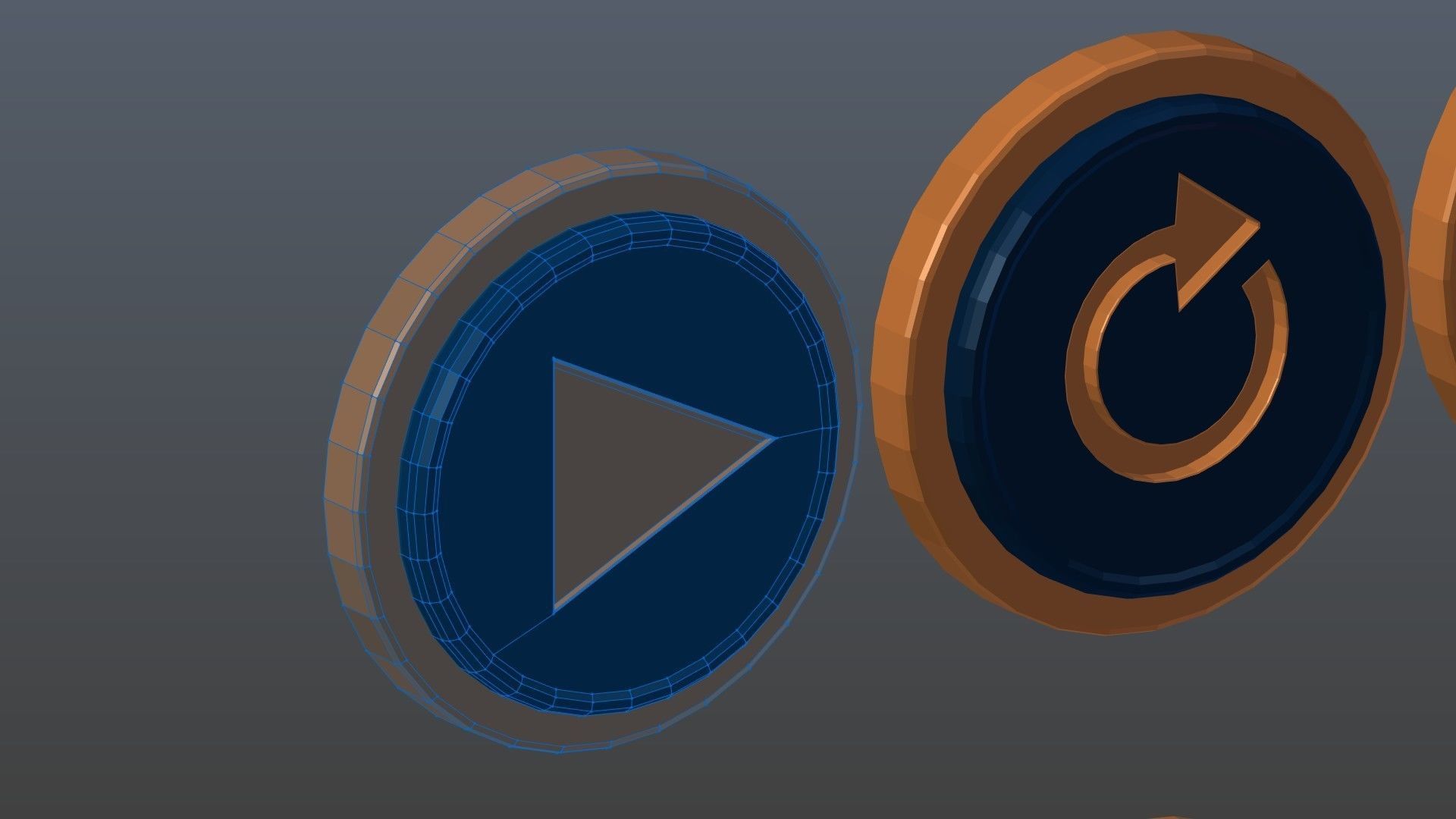 Low poly player buttons 8 Free low-poly 3D model_10