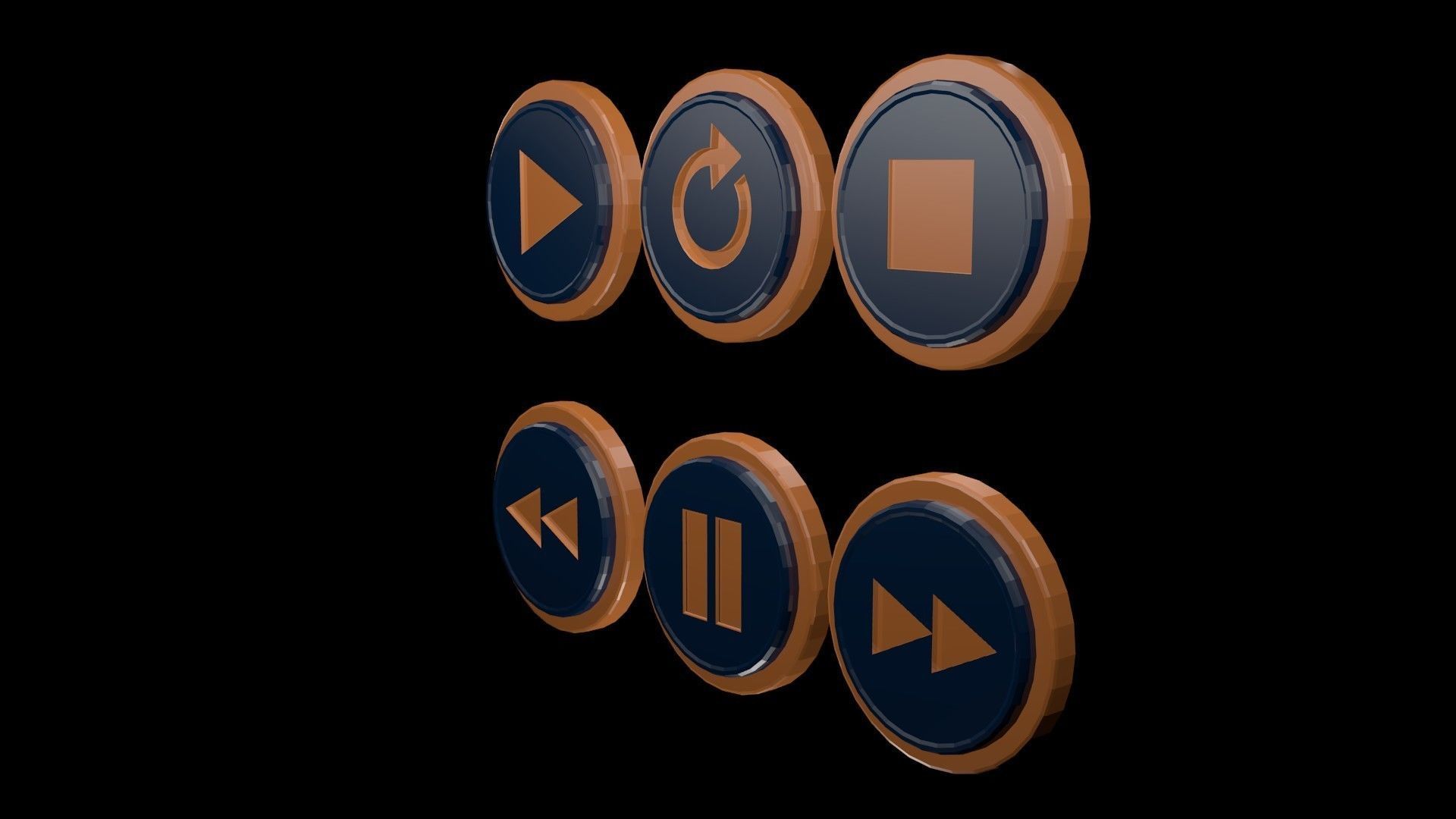 Low poly player buttons 8 Free low-poly 3D model_3