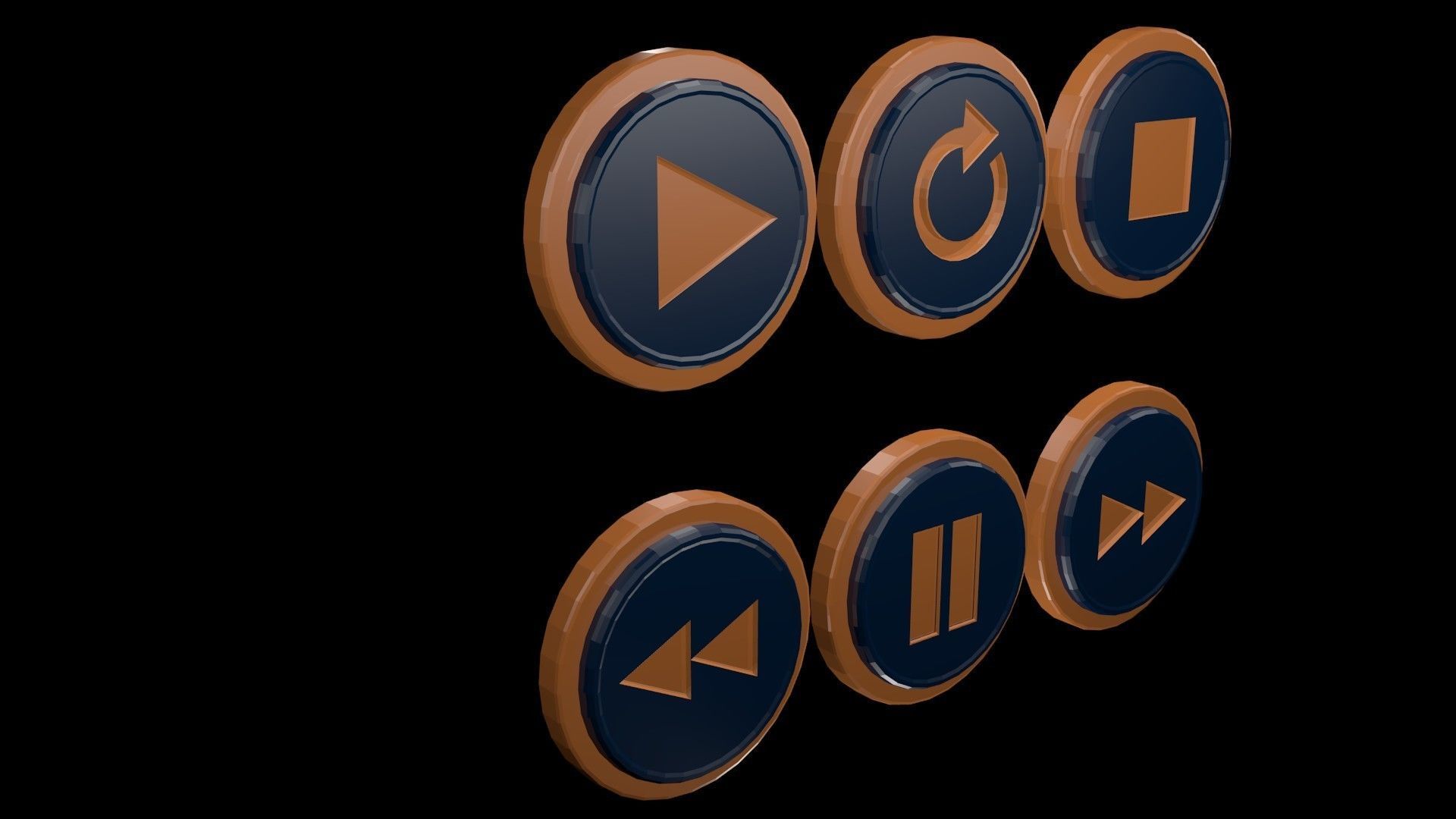 Low poly player buttons 8 Free low-poly 3D model_2