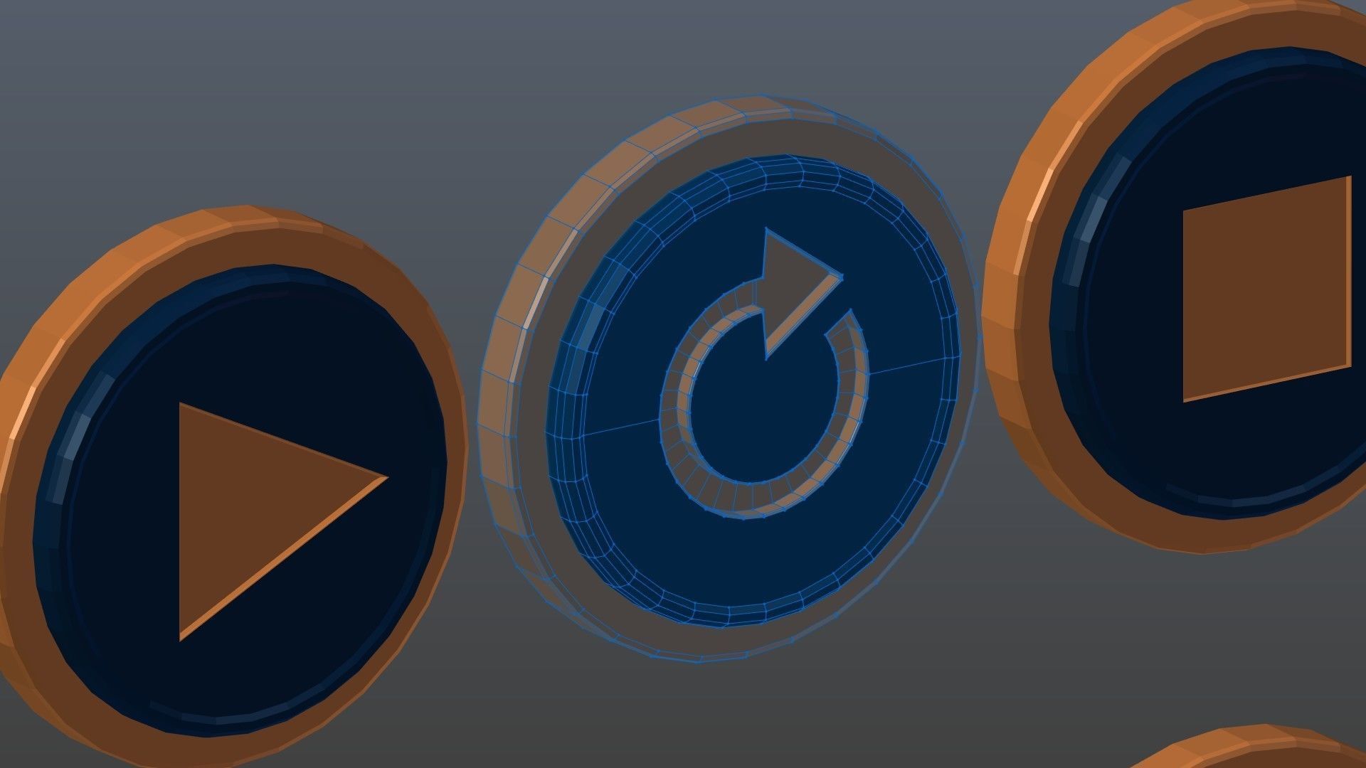 Low poly player buttons 8 Free low-poly 3D model_11