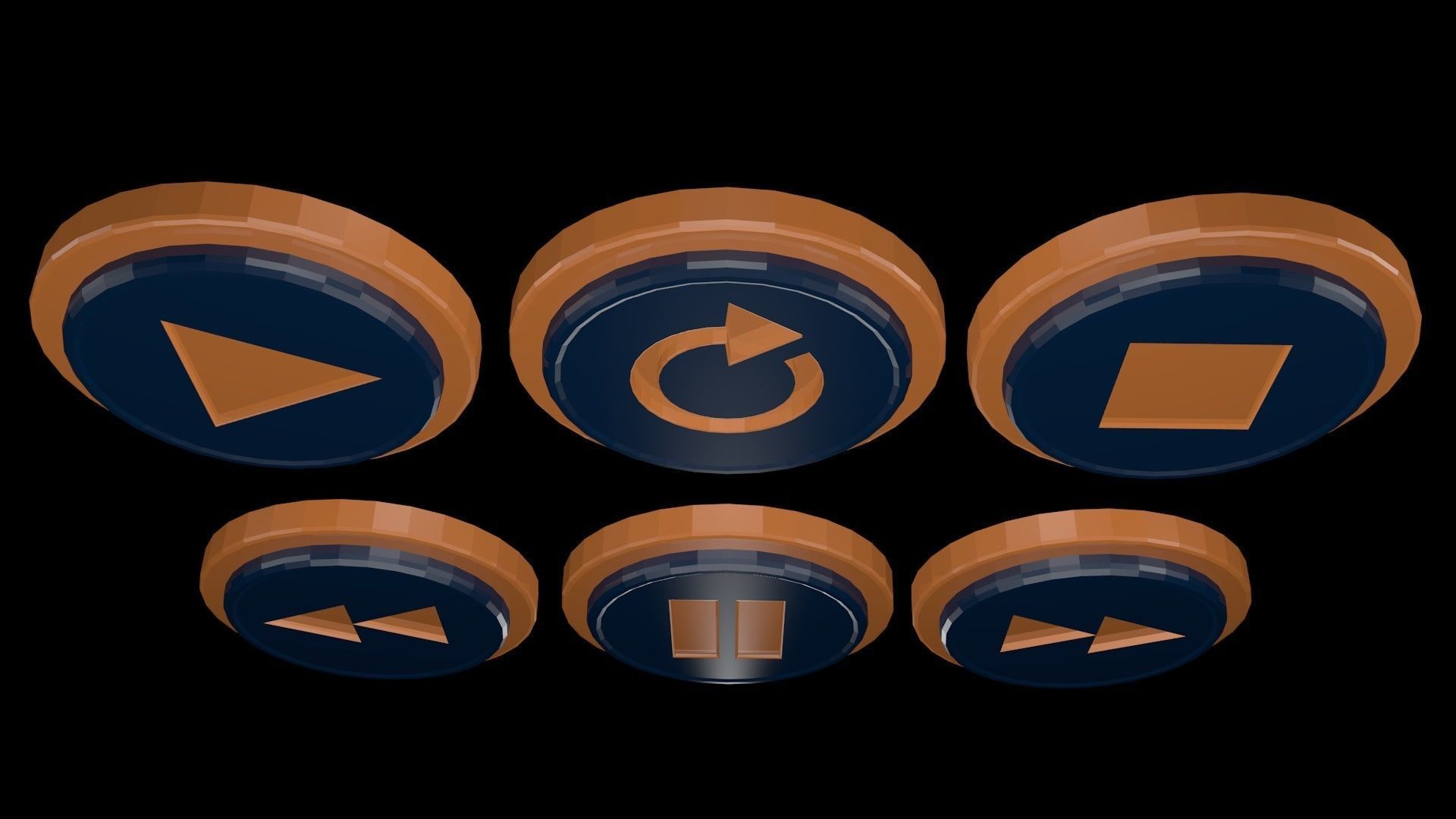 Low poly player buttons 8 Free low-poly 3D model_4
