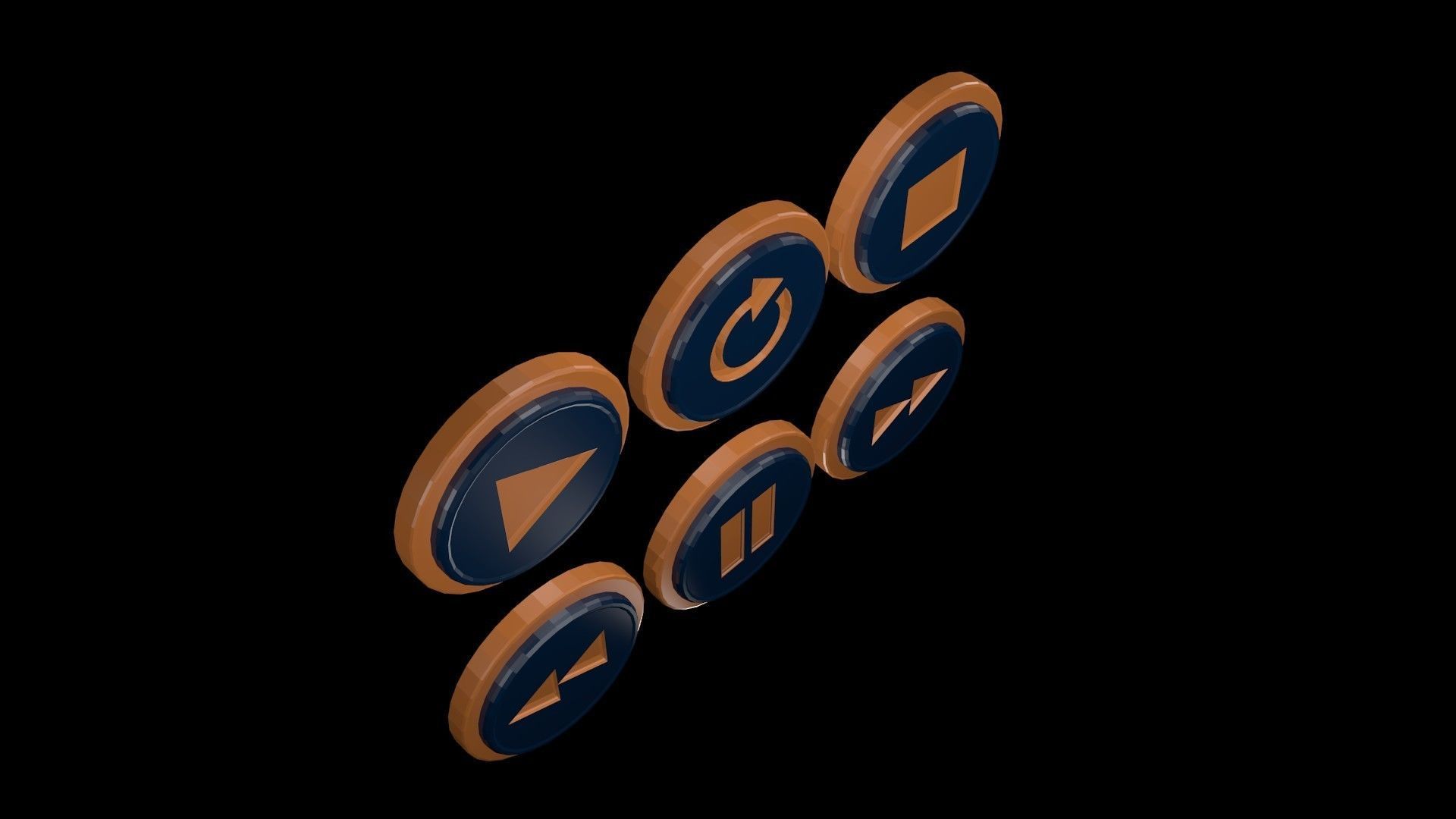 Low poly player buttons 8 Free low-poly 3D model_7