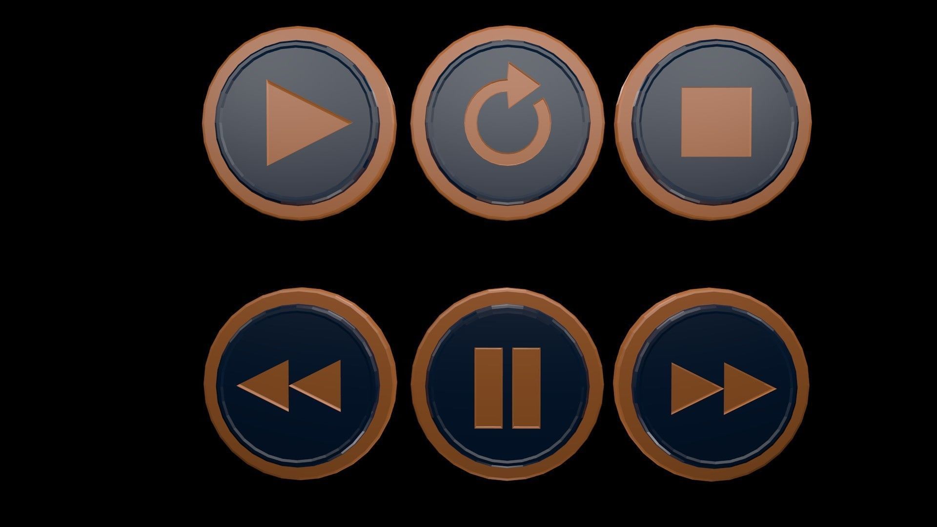 Low poly player buttons 8 Free low-poly 3D model_1
