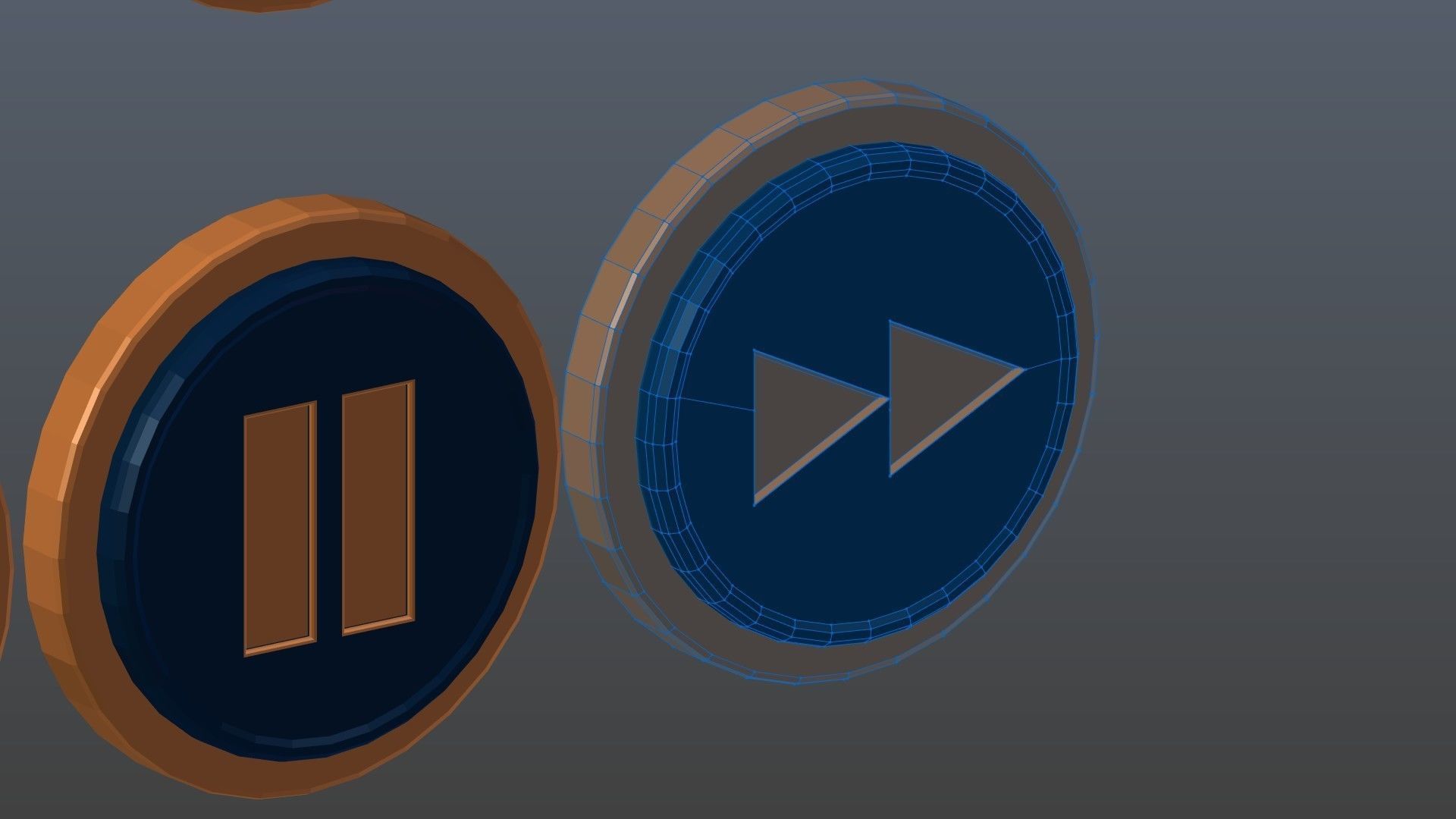Low poly player buttons 8 Free low-poly 3D model_15
