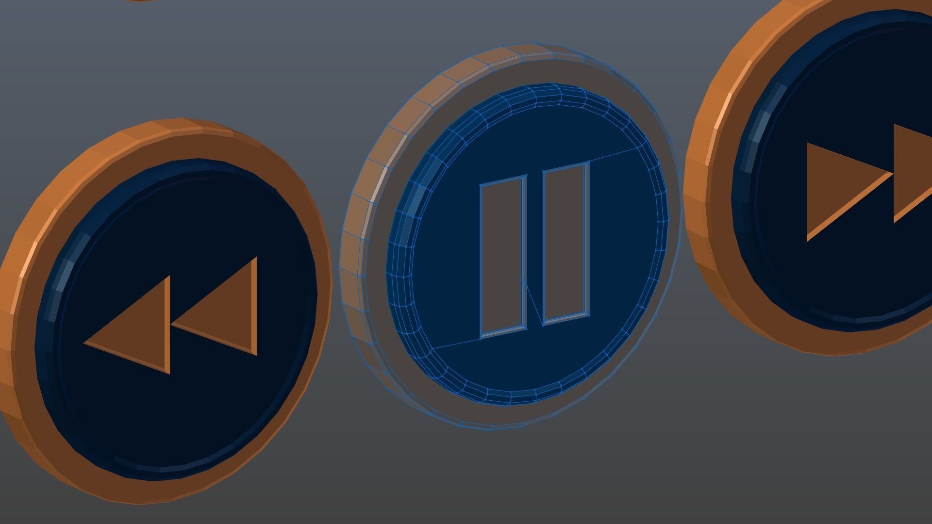 Low poly player buttons 8 Free low-poly 3D model_14