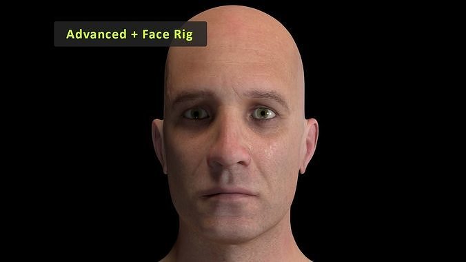 Cinematic Male 001 - Advanced Body - Face Rig - GUI Low-poly 3D model