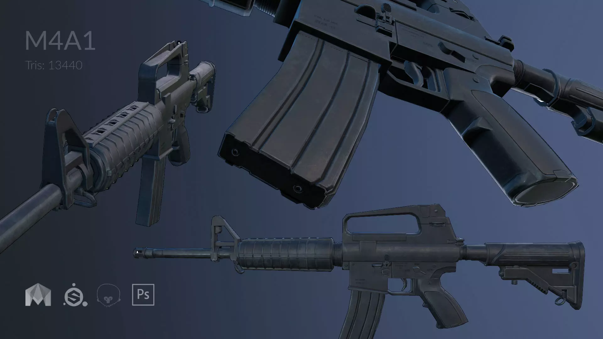 M4A1 assault rifle 3D model_0