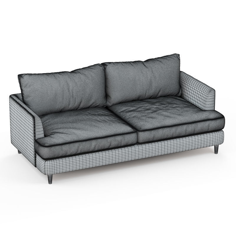 Soft sofa fabric blue 3D model_7