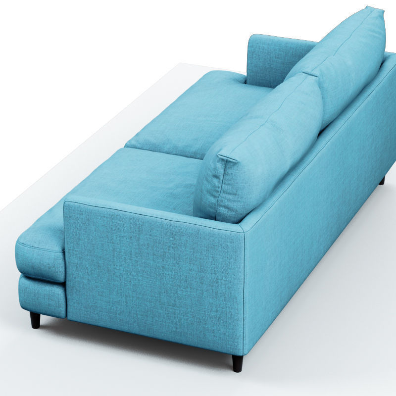 Soft sofa fabric blue 3D model_4