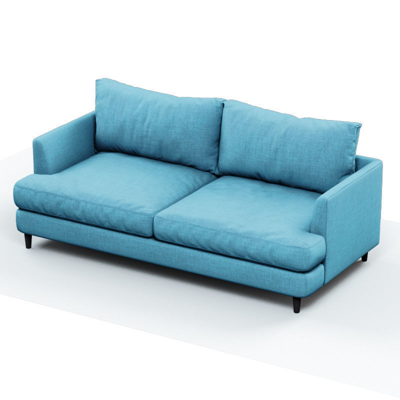 Soft sofa fabric blue 3D model_2