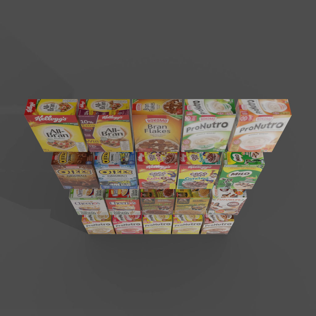 Cereal boxes in store product on shelf Low-poly 3D model_5