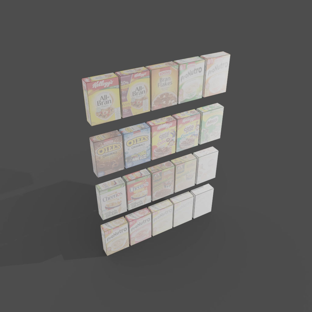 Cereal boxes in store product on shelf Low-poly 3D model_4