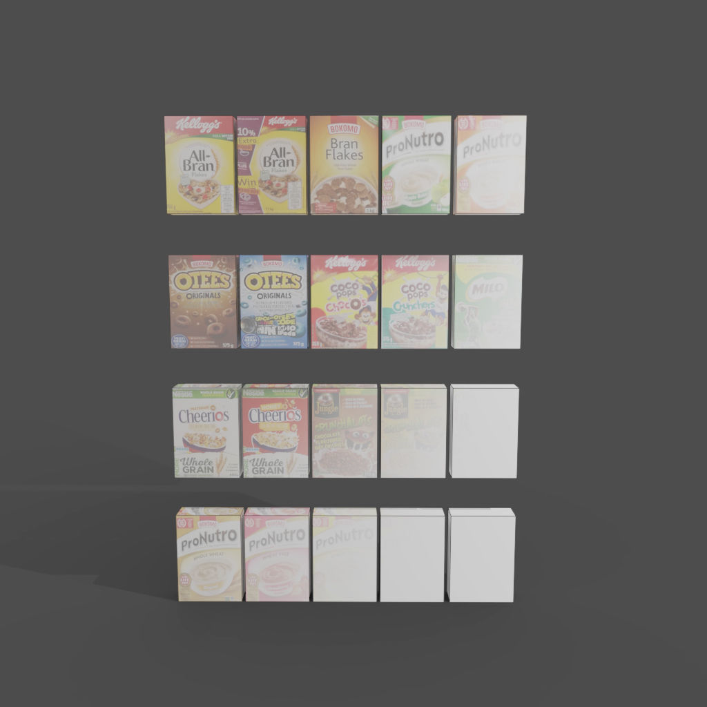 Cereal boxes in store product on shelf Low-poly 3D model_2