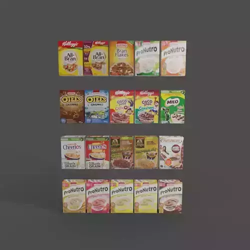 Cereal boxes in store product on shelf Low-poly 3D model