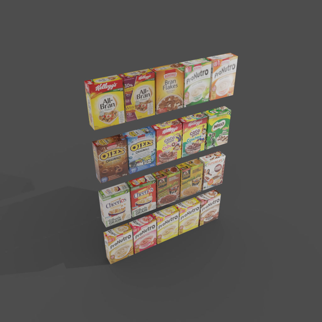 Cereal boxes in store product on shelf Low-poly 3D model_3