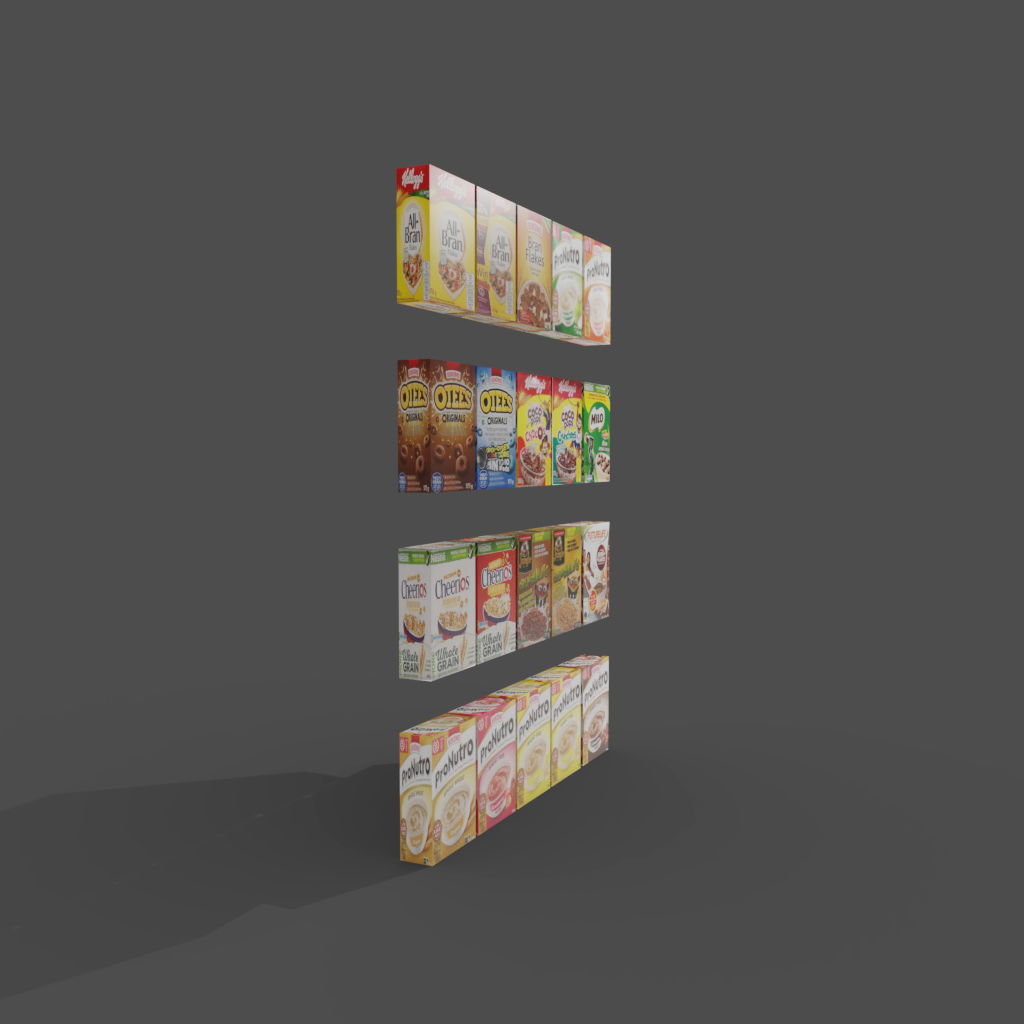 Cereal boxes in store product on shelf Low-poly 3D model_7