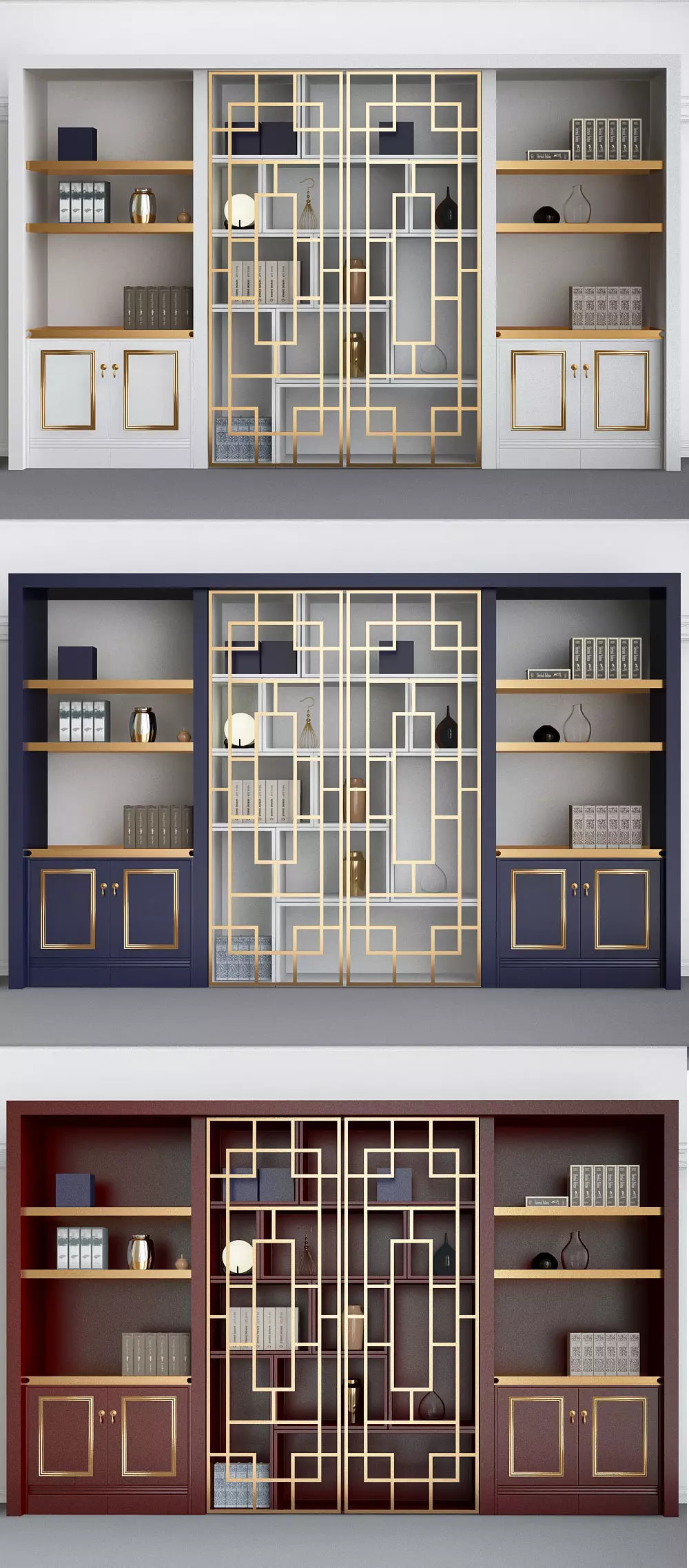 Wardrobe with decorative set 3D model_0