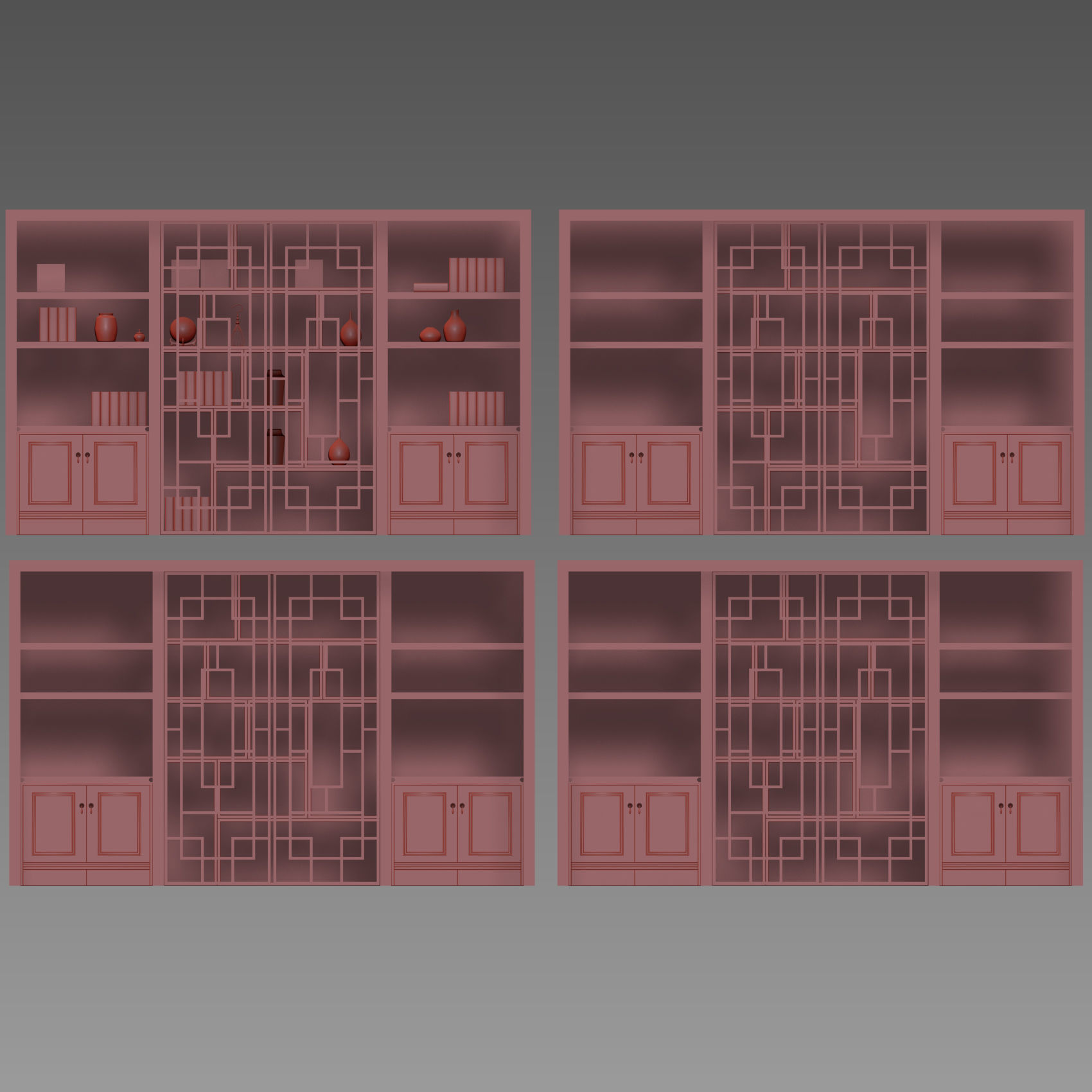 Wardrobe with decorative set 3D model_3