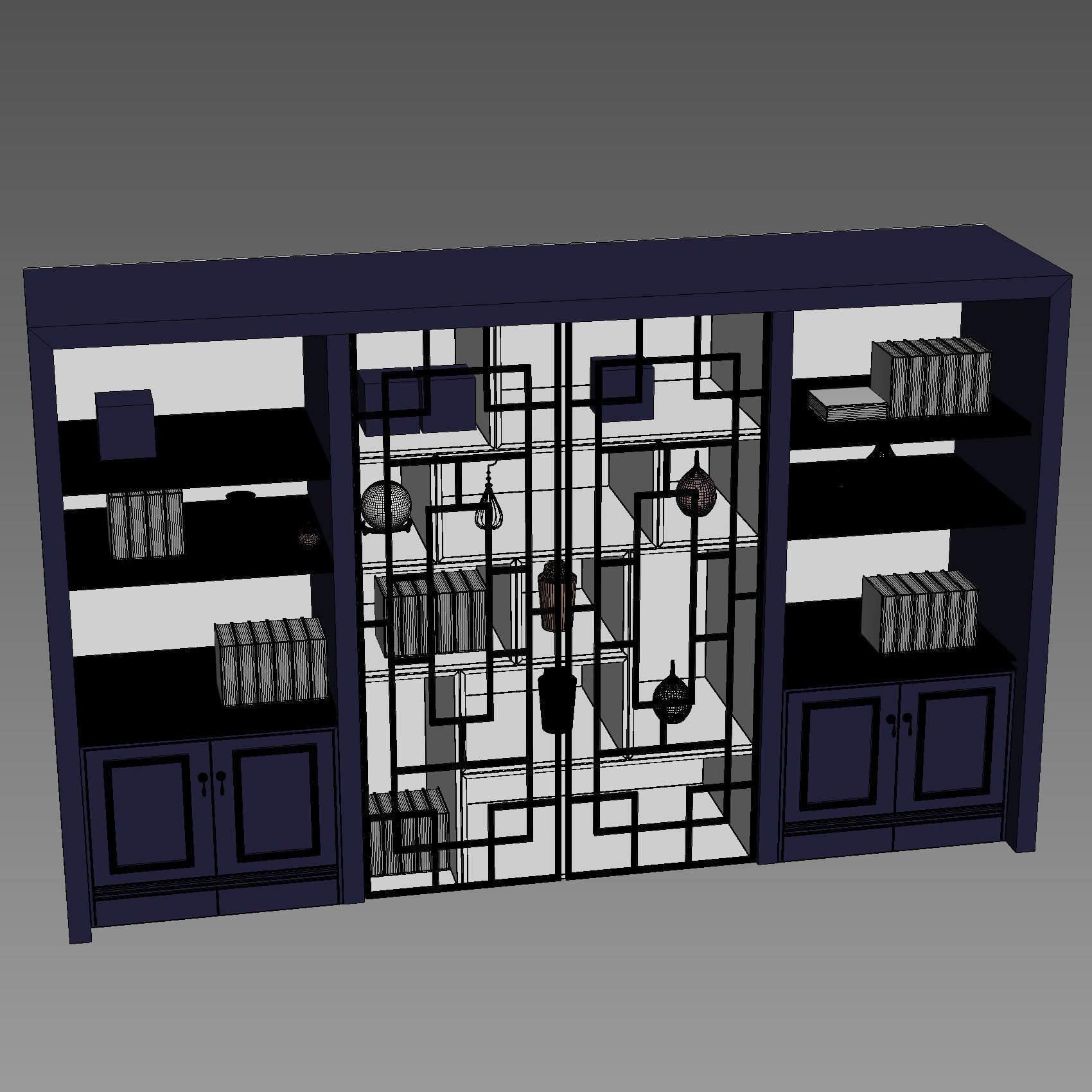 Wardrobe with decorative set 3D model_4