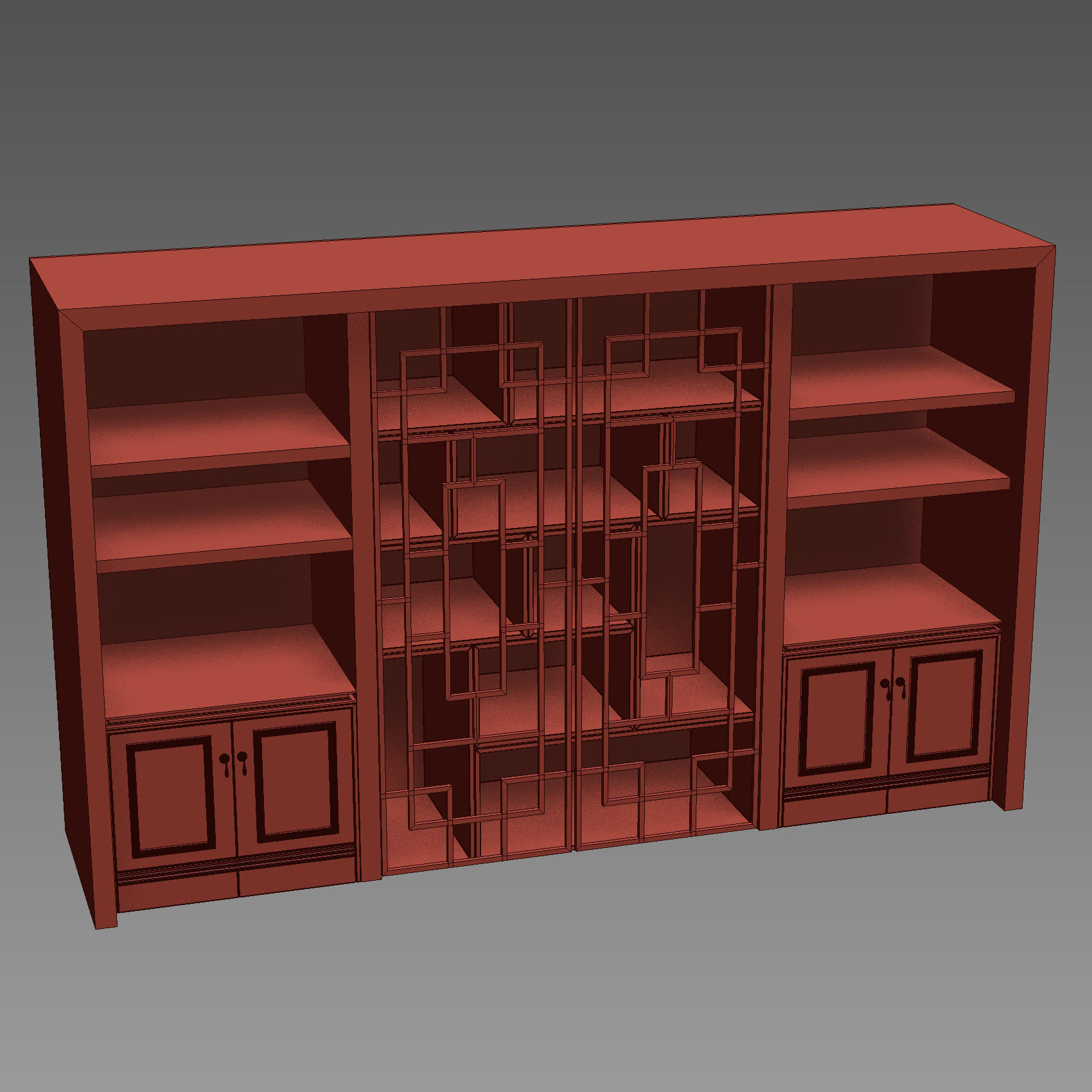 Wardrobe with decorative set 3D model_7