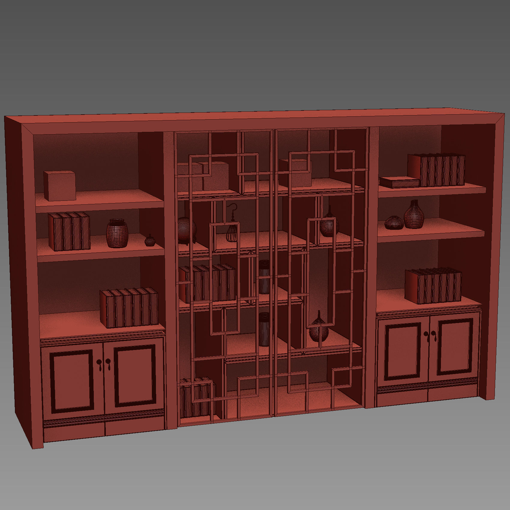 Wardrobe with decorative set 3D model_8