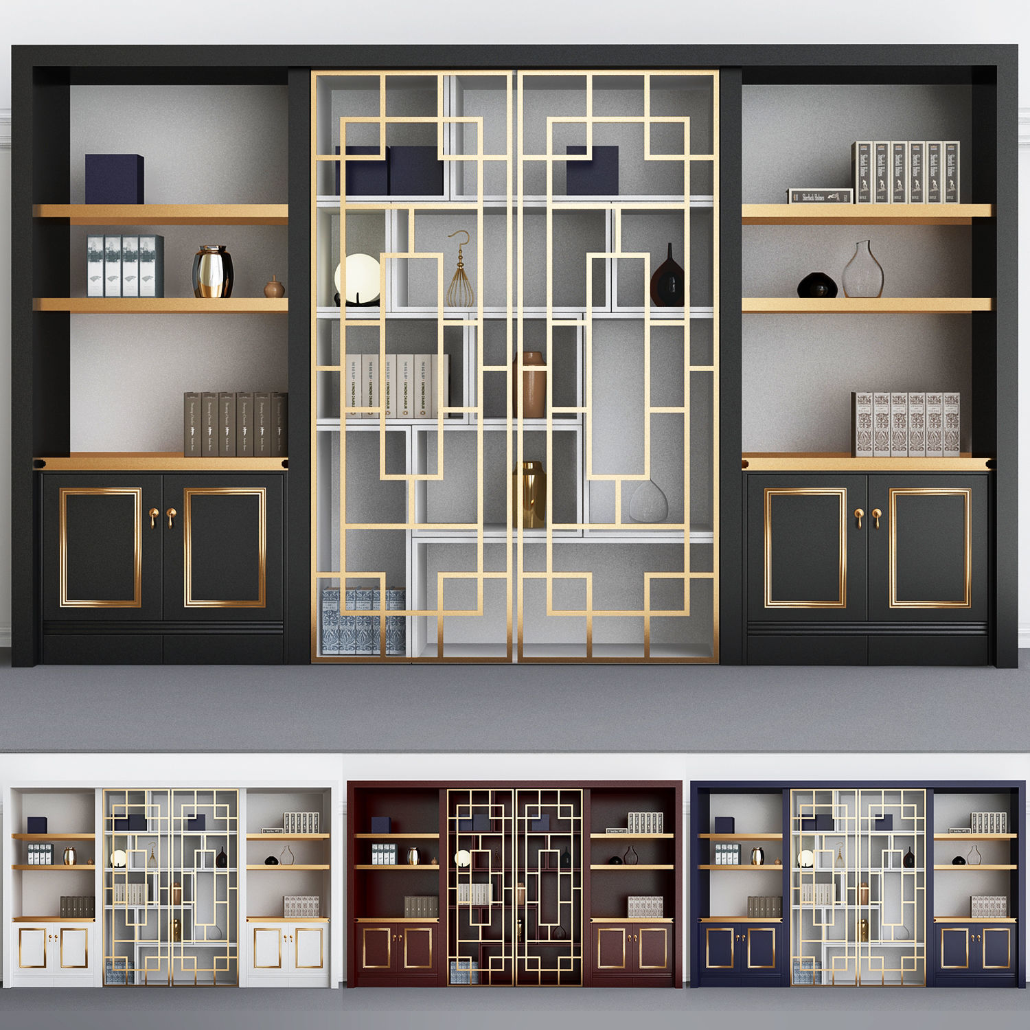 Wardrobe with decorative set 3D model_1