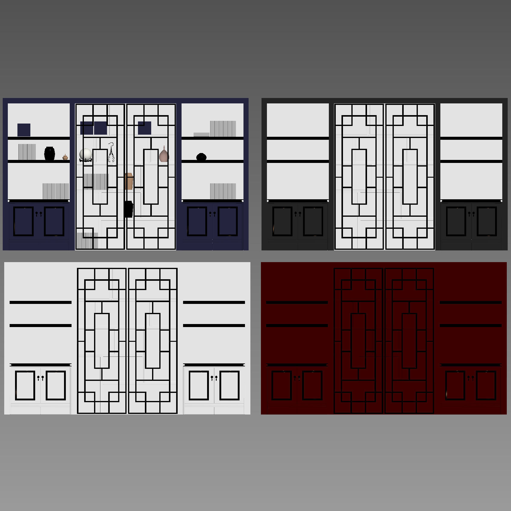 Wardrobe with decorative set 3D model_2