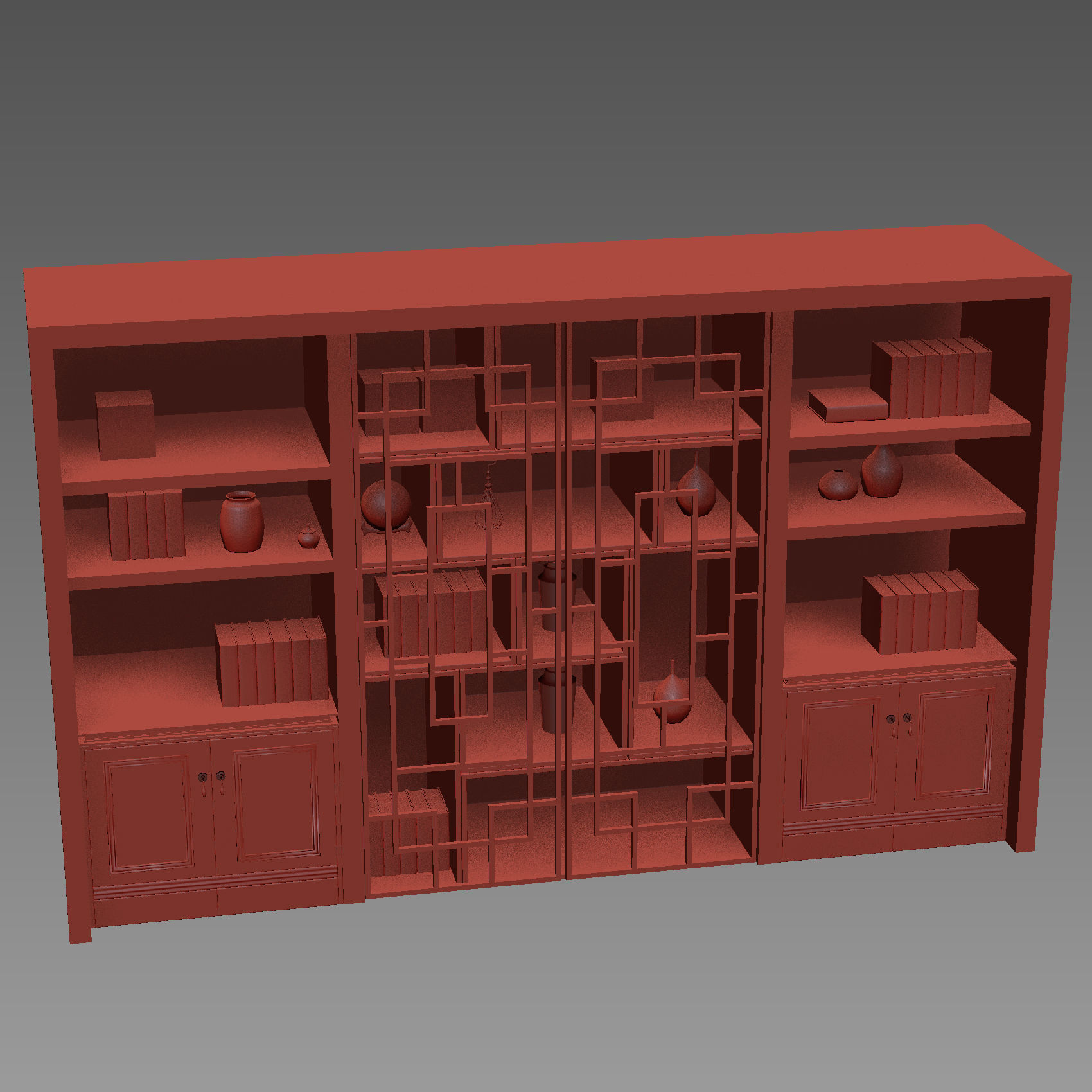 Wardrobe with decorative set 3D model_5