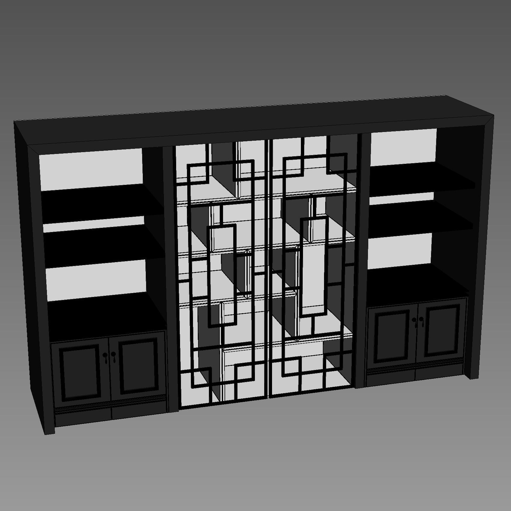 Wardrobe with decorative set 3D model_6