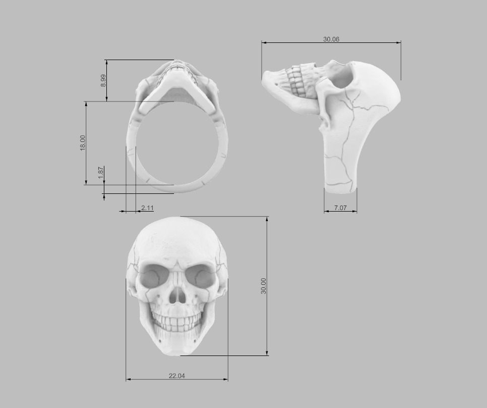 Skull ring 02 3D print model_4