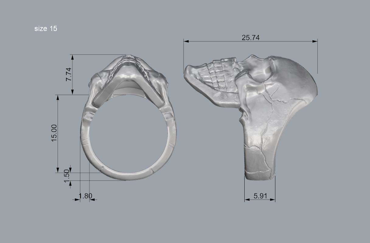 Skull ring 02 3D print model_6