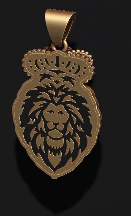 Lion pendant with diamonds and closed mouth 013 3D print model_3