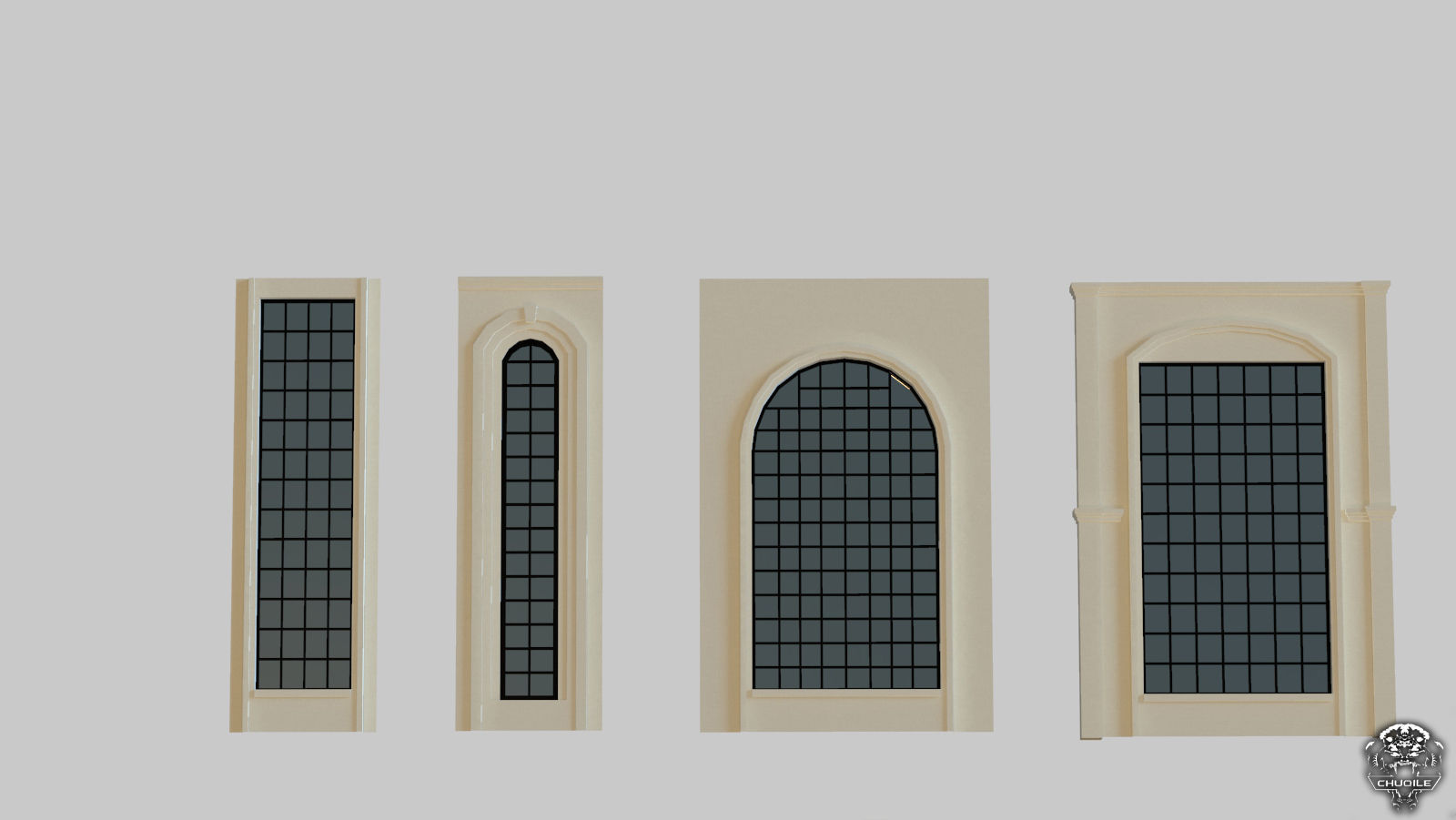 Architectural House Parts Kitbash Low-poly 3D model_1