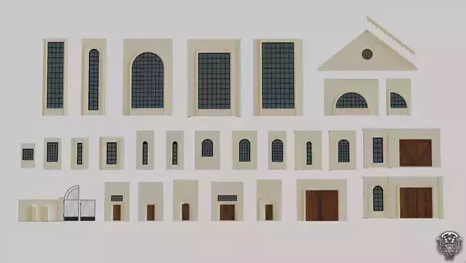 Architectural House Parts Kitbash Low-poly 3D model