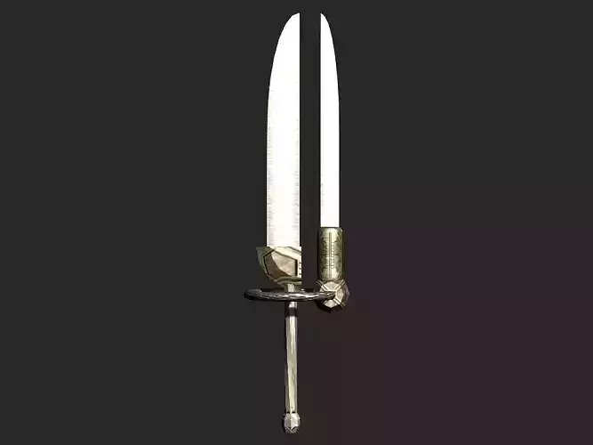 Double bladed tuner mechanical sword Low-poly 3D model