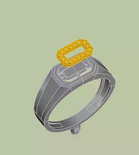 mans  stylish seal  ring with stones 3D print model