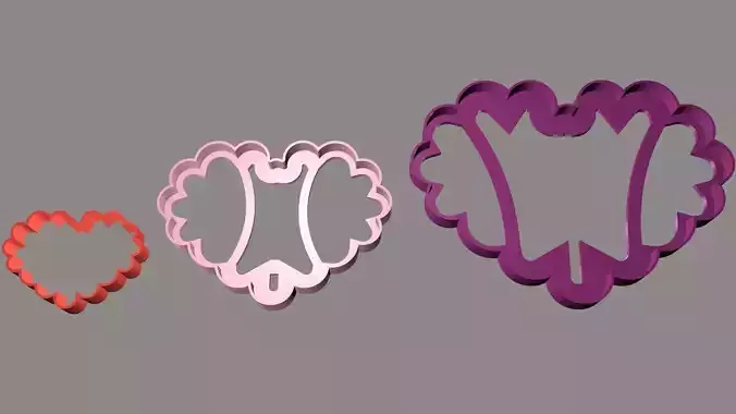 Fluffy heart Cookie Cutter Set