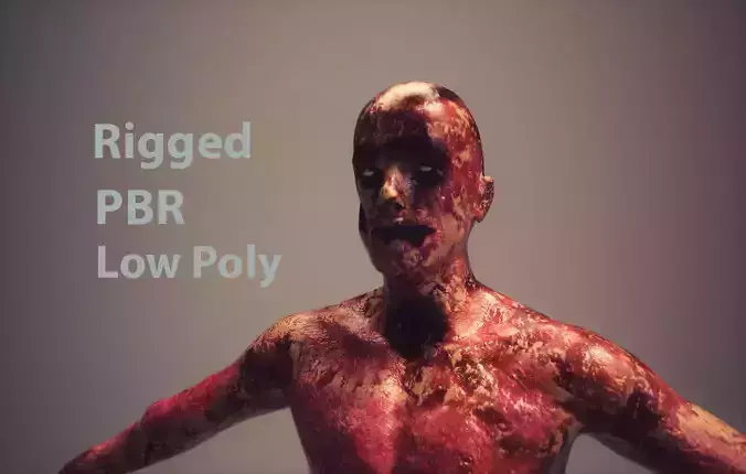 Zombie man Low poly PBR rigged