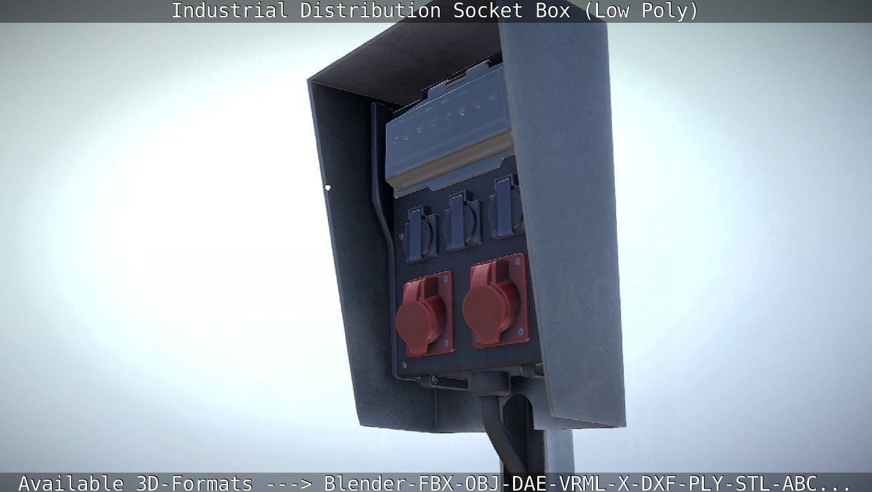 Industrial Distribution Socket Box  Low-poly 3D model_79