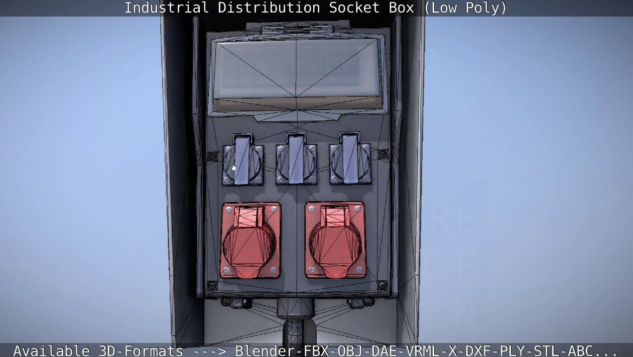 Industrial Distribution Socket Box  Low-poly 3D model_63