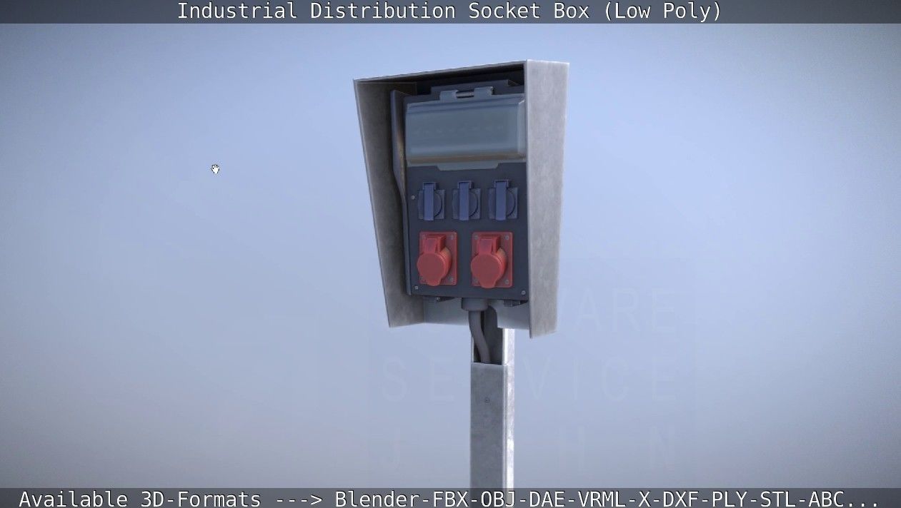 Industrial Distribution Socket Box  Low-poly 3D model_103
