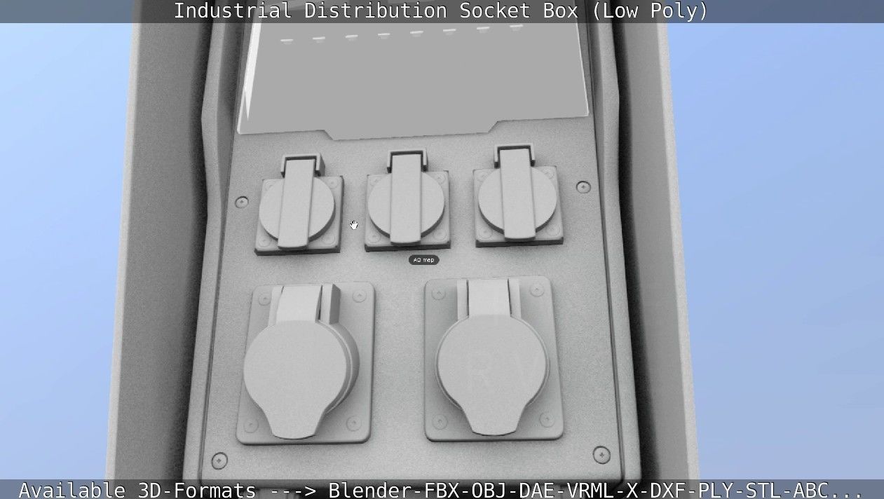 Industrial Distribution Socket Box  Low-poly 3D model_37