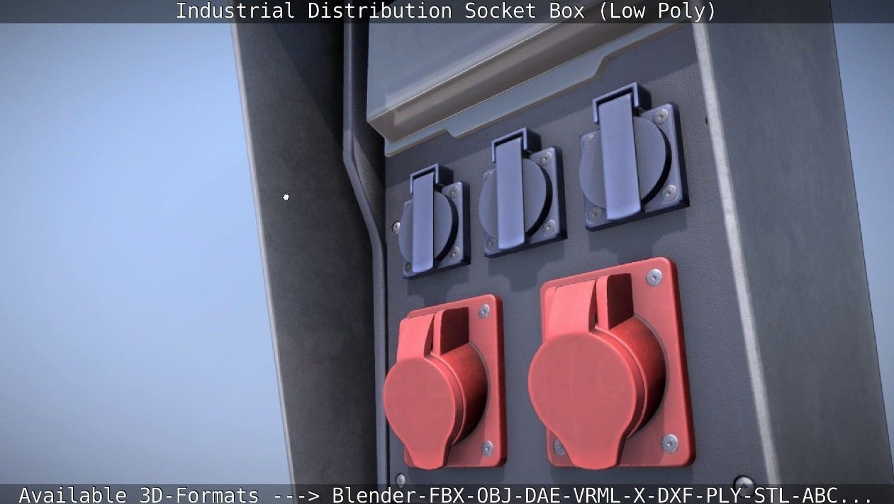 Industrial Distribution Socket Box  Low-poly 3D model_82