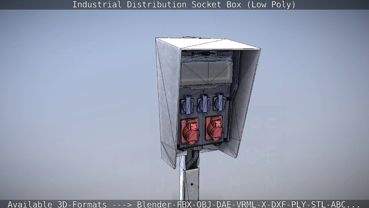Industrial Distribution Socket Box  Low-poly 3D model_70