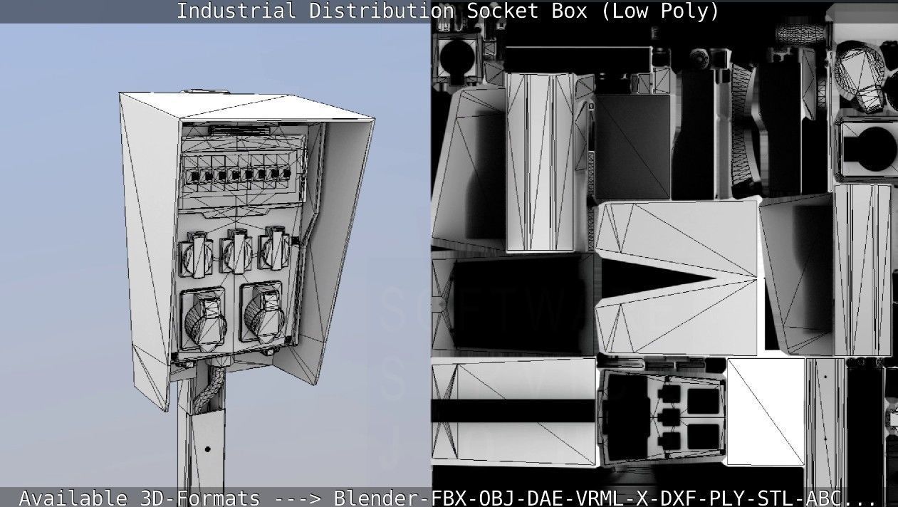 Industrial Distribution Socket Box  Low-poly 3D model_93