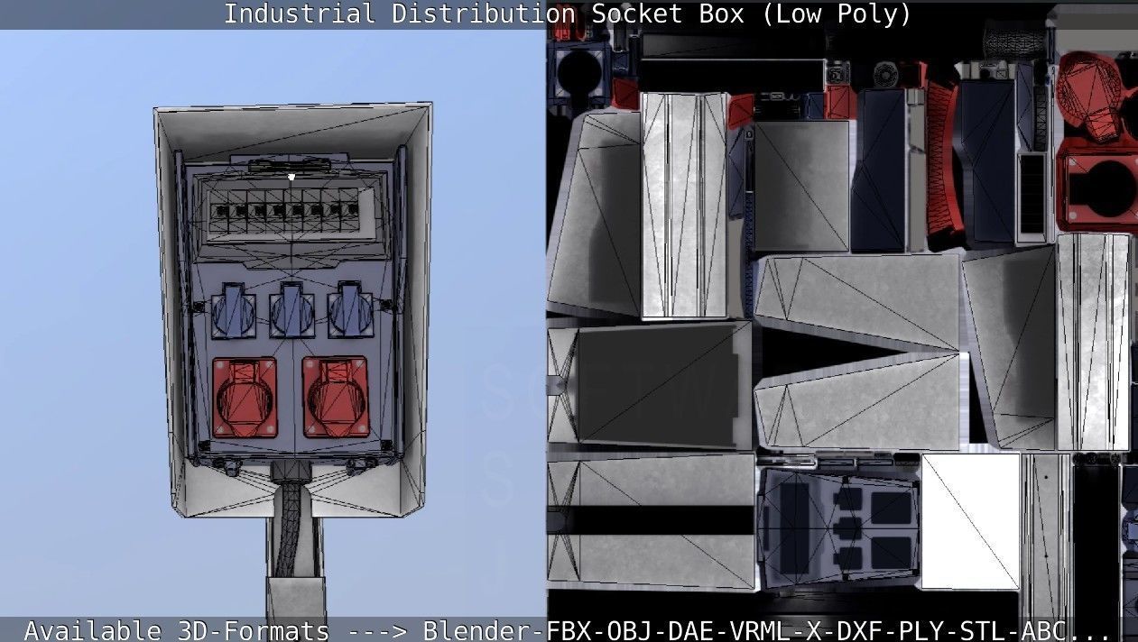 Industrial Distribution Socket Box  Low-poly 3D model_42
