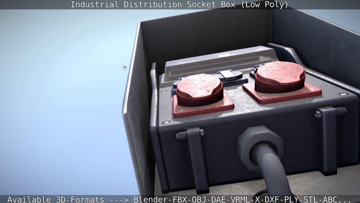 Industrial Distribution Socket Box  Low-poly 3D model_83